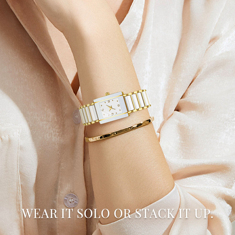 ⌚Montre-bracelet carrée en céramique à quartz, tendance