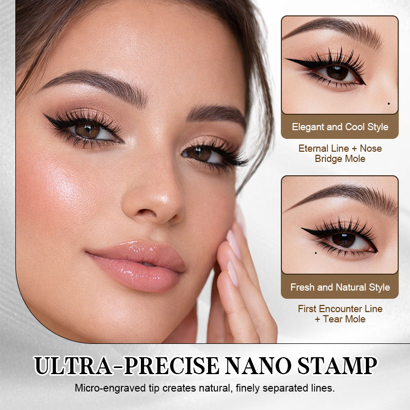 Kit de maquillage pour les yeux 3-en-1 à emporter : tampon pour les cils inférieurs + stylo à grains de beauté + eye-liner