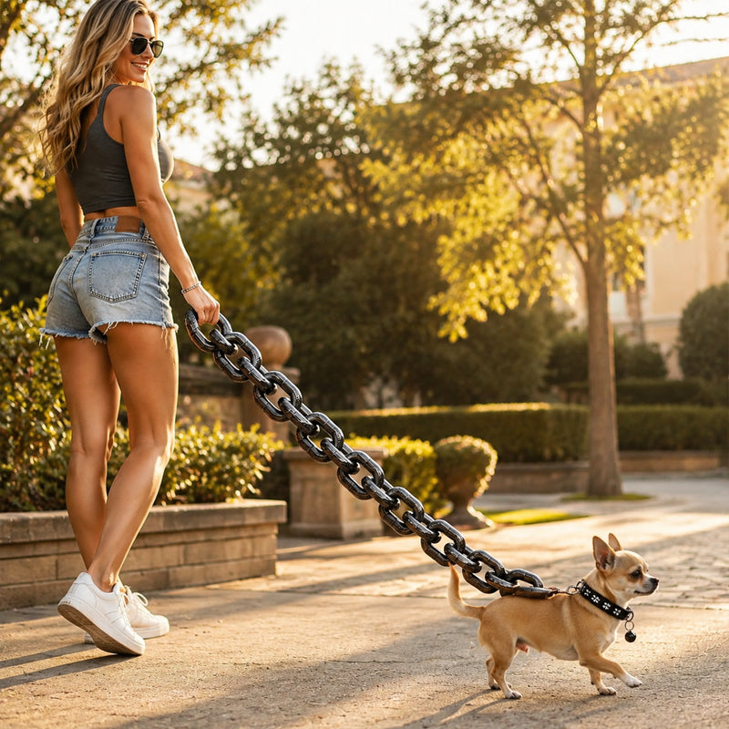 Laisse en plastique légère de type « chaîne géante » pour petits chiens
