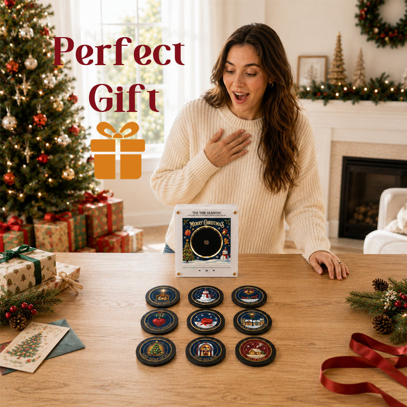 Autocollants de Noël pour réfrigérateur | Décoration interactive pour les fêtes avec 9 chansons de Noël classiques