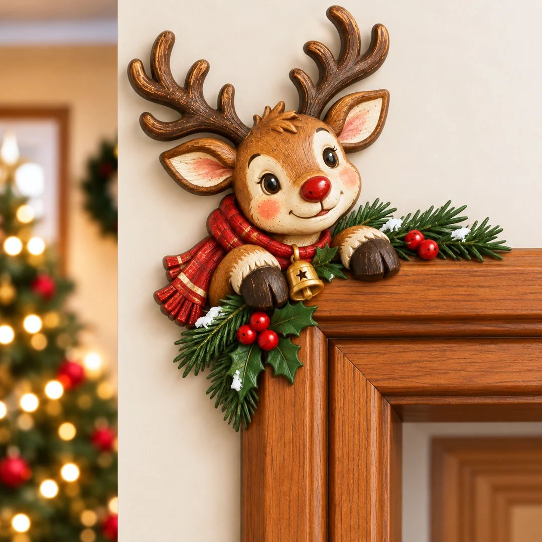 ⏰DERNIER JOUR : 50 % DE RÉDUCTION 🎅 Décoration d'angle pour encadrement de porte « Peekaboo » de Noël