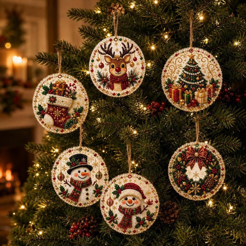 Kit de bricolage de Noël : décorations à réaliser soi-même en peinture diamant – Décorations artisanales à accrocher au sapin de Noël