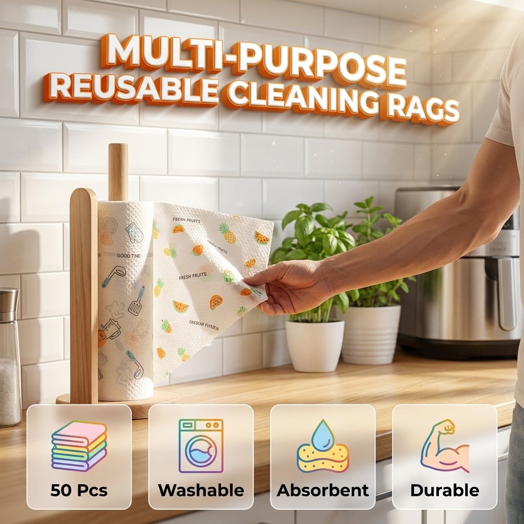 🔥 Rouleau de 50 chiffons de nettoyage réutilisables – Lavez-les, réutilisez-les et nettoyez davantage pour moins cher 🌿