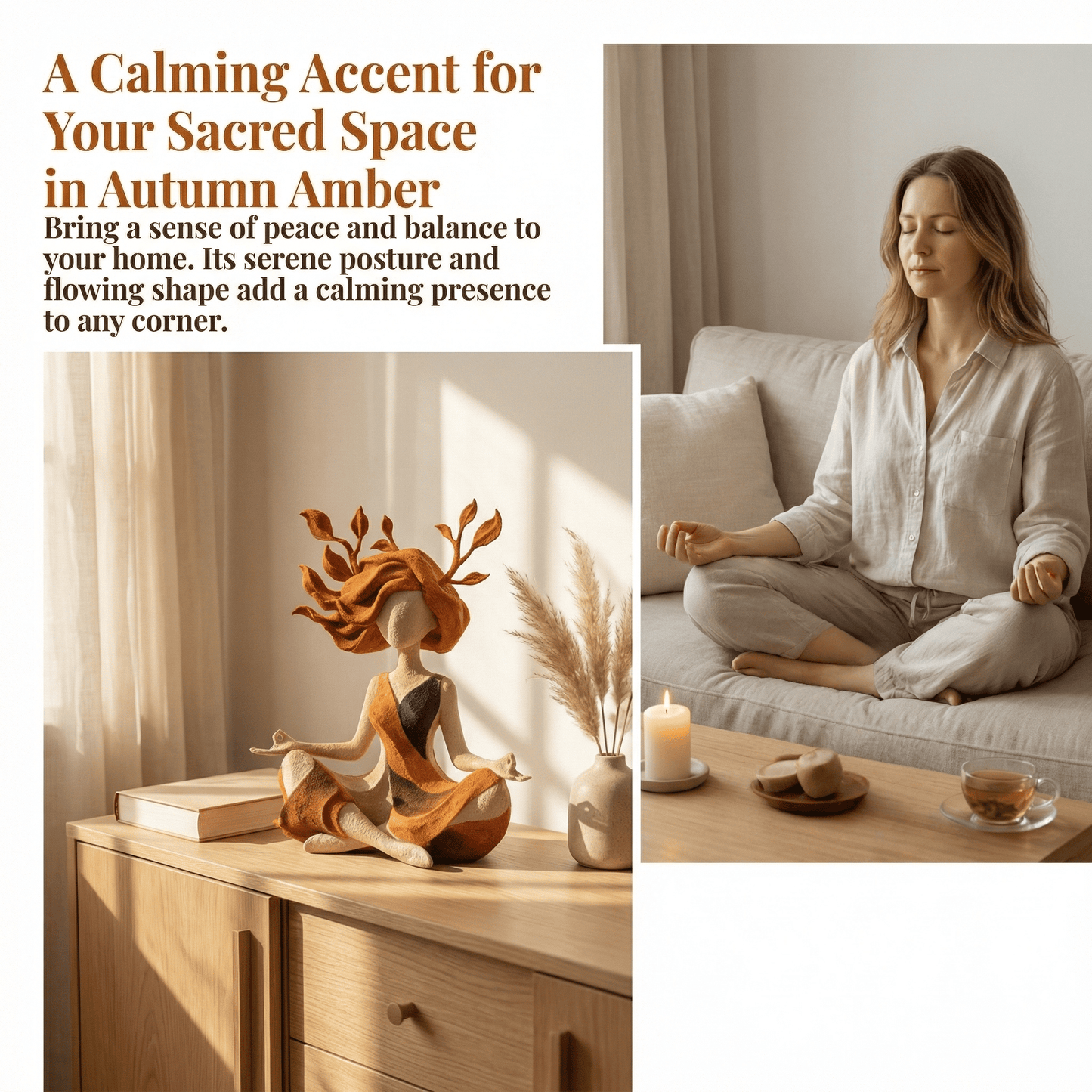 🧘 Sculpture de méditation apaisante | Objet de décoration d'intérieur serein