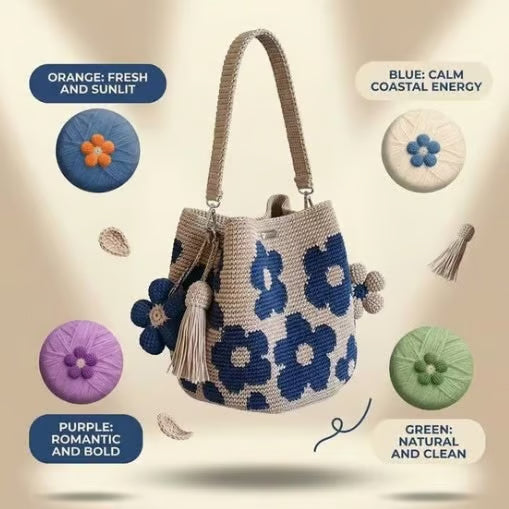 Sac fourre-tout à fleurs au crochet fait main 🌼✨