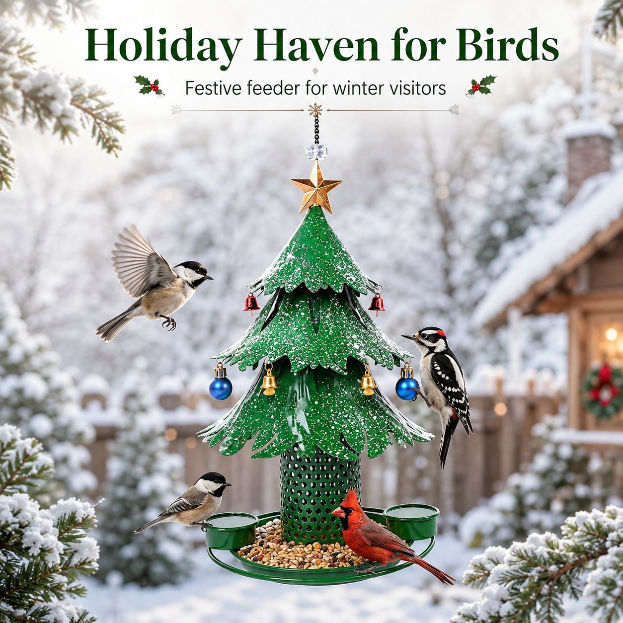 Mangeoire pour oiseaux en forme de sapin de Noël 🎄 Décoration festive pour le jardin pendant les fêtes