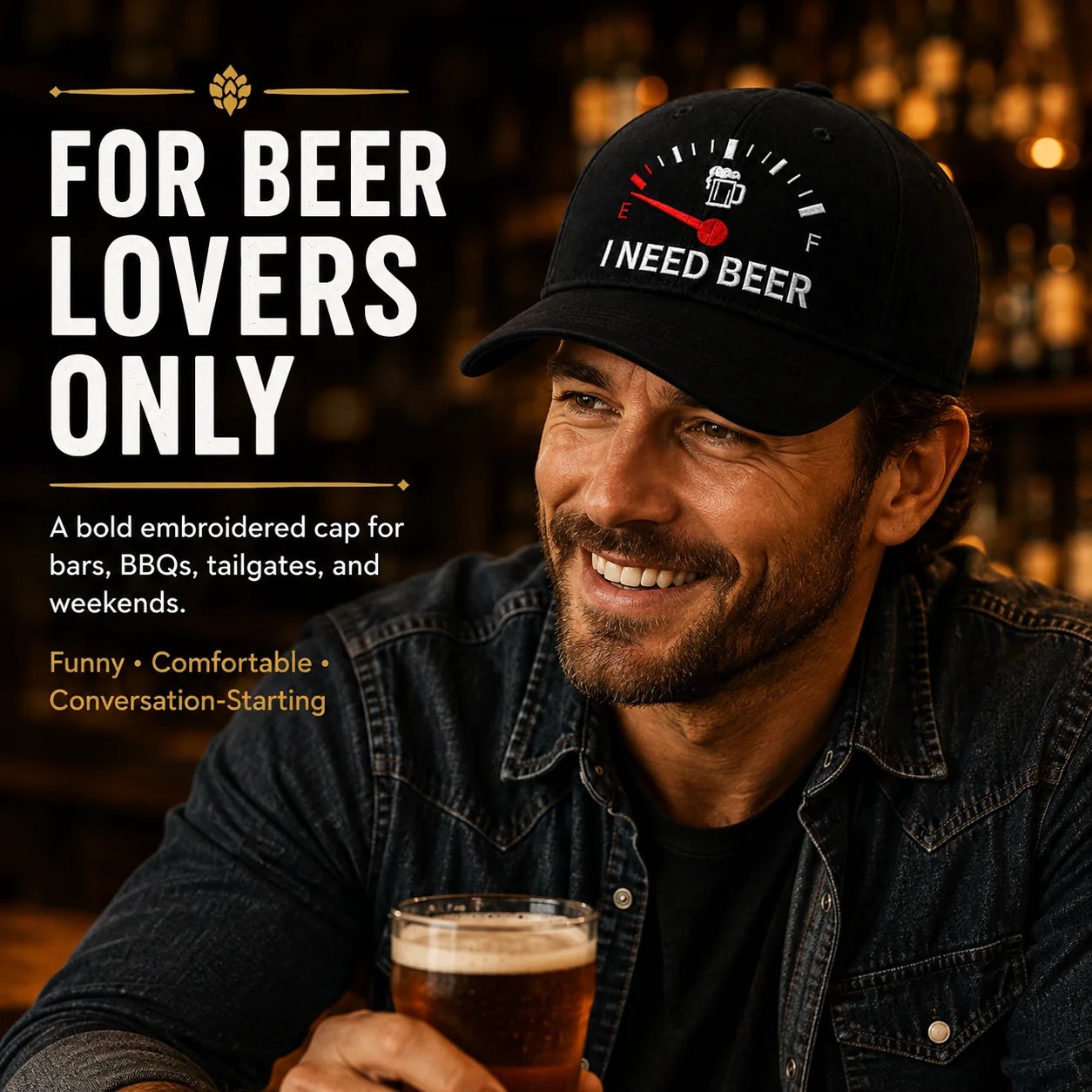 🔥DERNIER JOUR, 50 % DE RÉDUCTION - 🍺 Casquette de baseball brodée « I NEED BEER » – Casquette commémorative unisexe 🧢