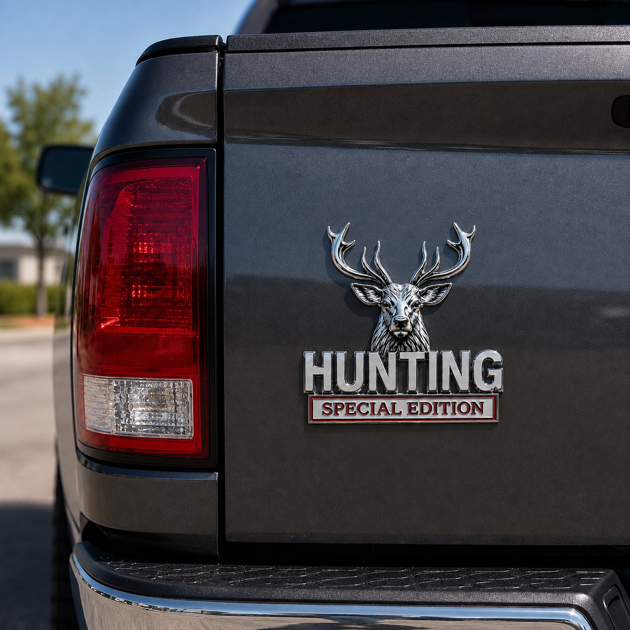 🦌 Emblème « HUNTING » Édition spéciale – Insigne automobile haut de gamme en métal 3D pour les passionnés de chasse