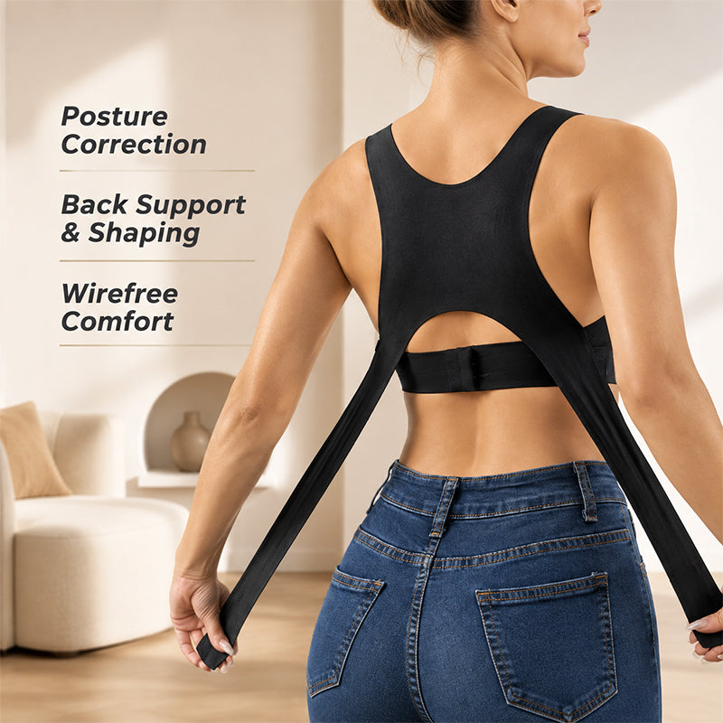 Soutien-gorge de sport pour femme, corrigeant la posture et lissant le dos, avec fermeture à l'avant