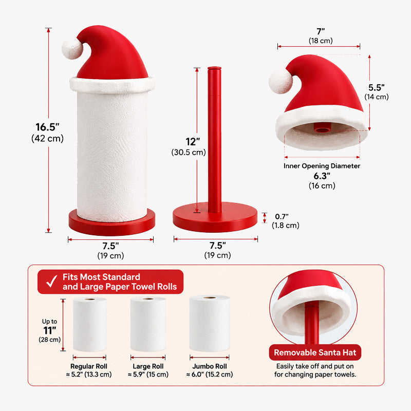 Porte-essuie-tout en forme de bonnet de Père Noël