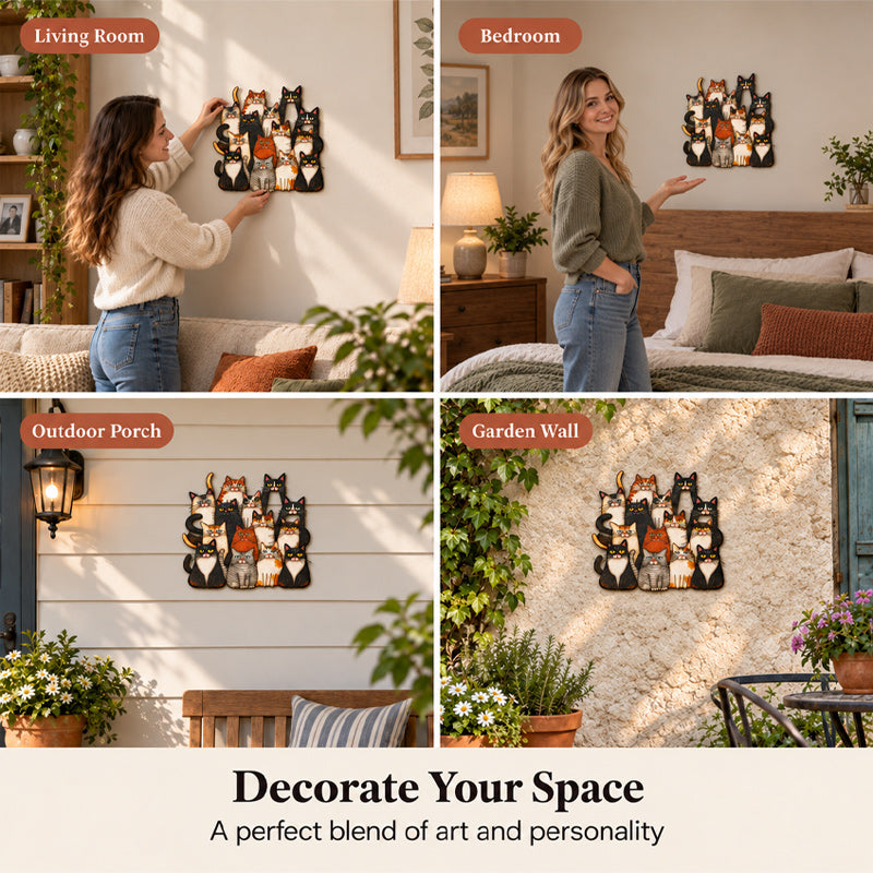 🐾Décoration murale en métal « Famille de chats fantaisistes »