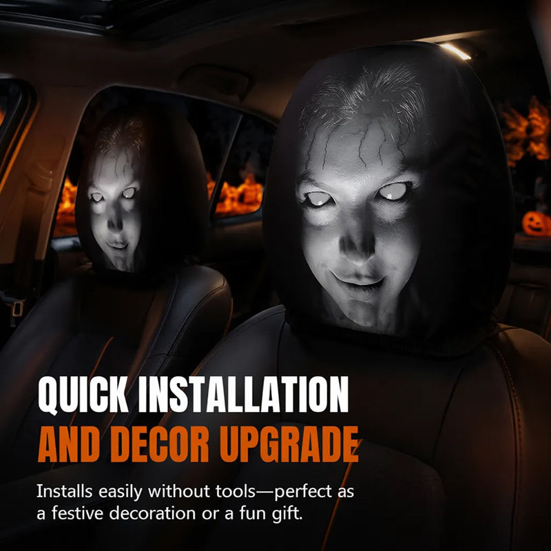 Housse d'appuie-tête imprimée « Funny Face » – Accessoire d'intérieur pour voiture