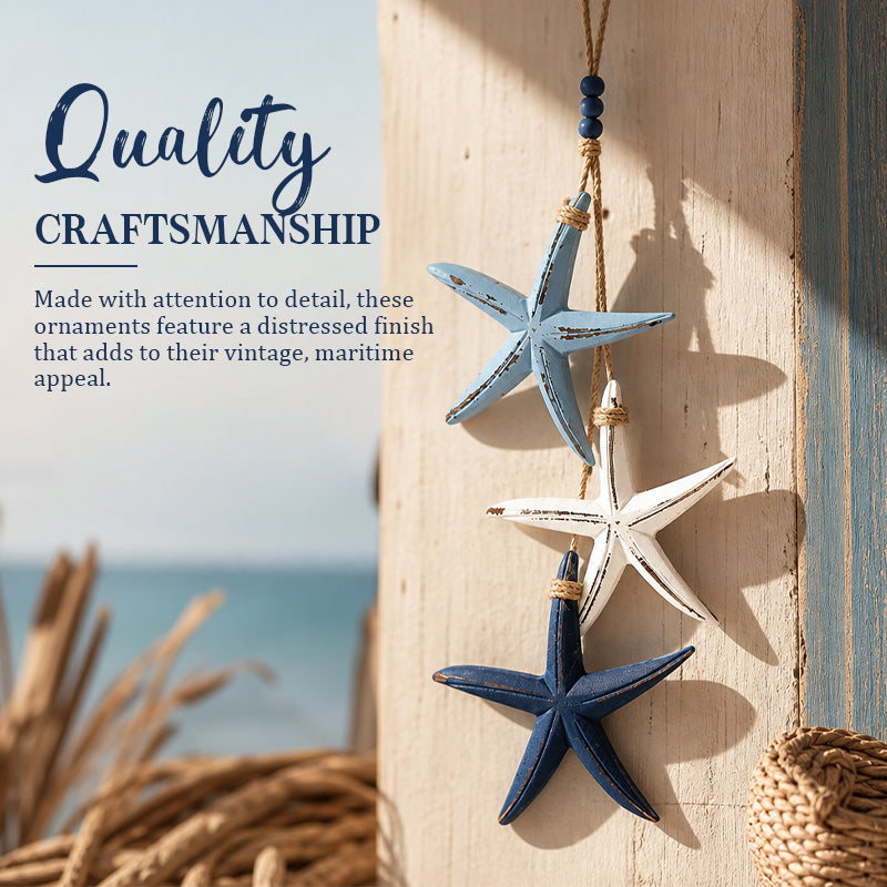 Décorations suspendues méditerranéennes en forme d'étoiles de mer et de poissons - Artisanat sur le thème de l'océan