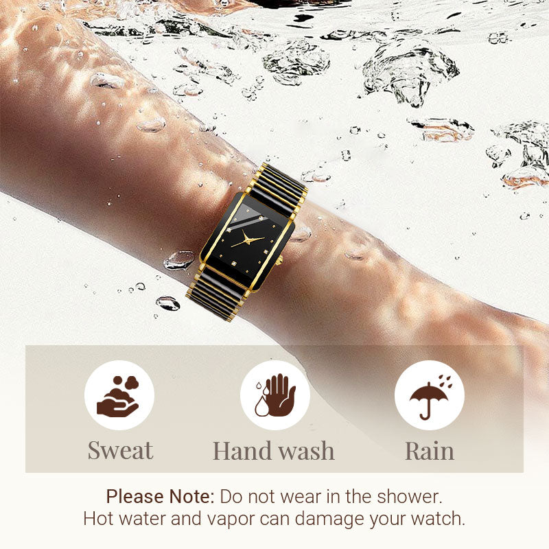 ⌚Montre-bracelet carrée en céramique à quartz, tendance