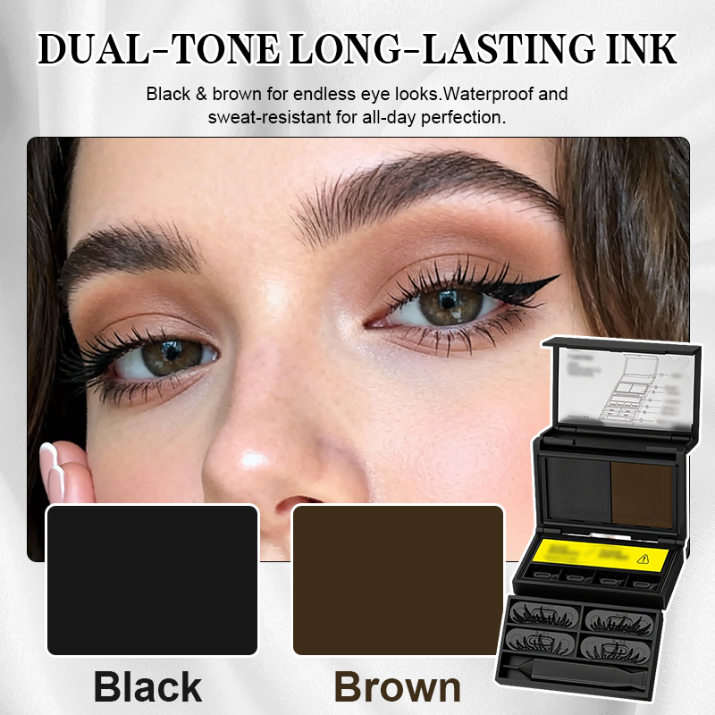 Kit de maquillage pour les yeux 3-en-1 à emporter : tampon pour les cils inférieurs + stylo à grains de beauté + eye-liner