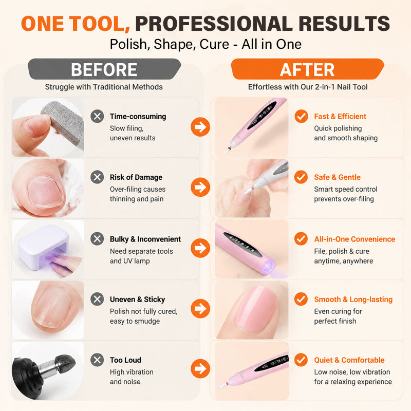 💅 Perceuse à ongles 2-en-1 portable et lampe à gel UV