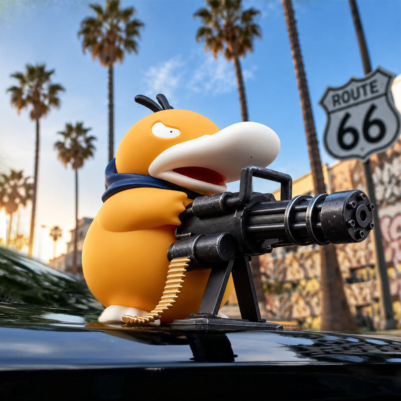 🚗 Figurine Canard Style Gangster avec Mini Gatling pour Voiture
