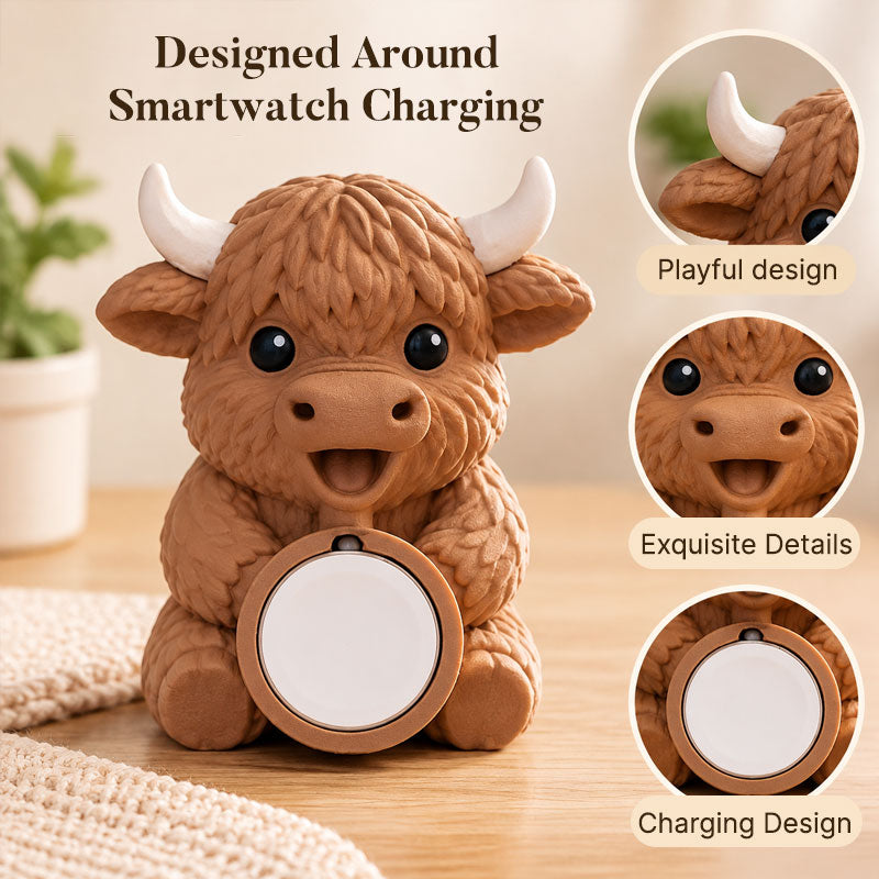 Support de recharge pour montre connectée « Highland Cow »