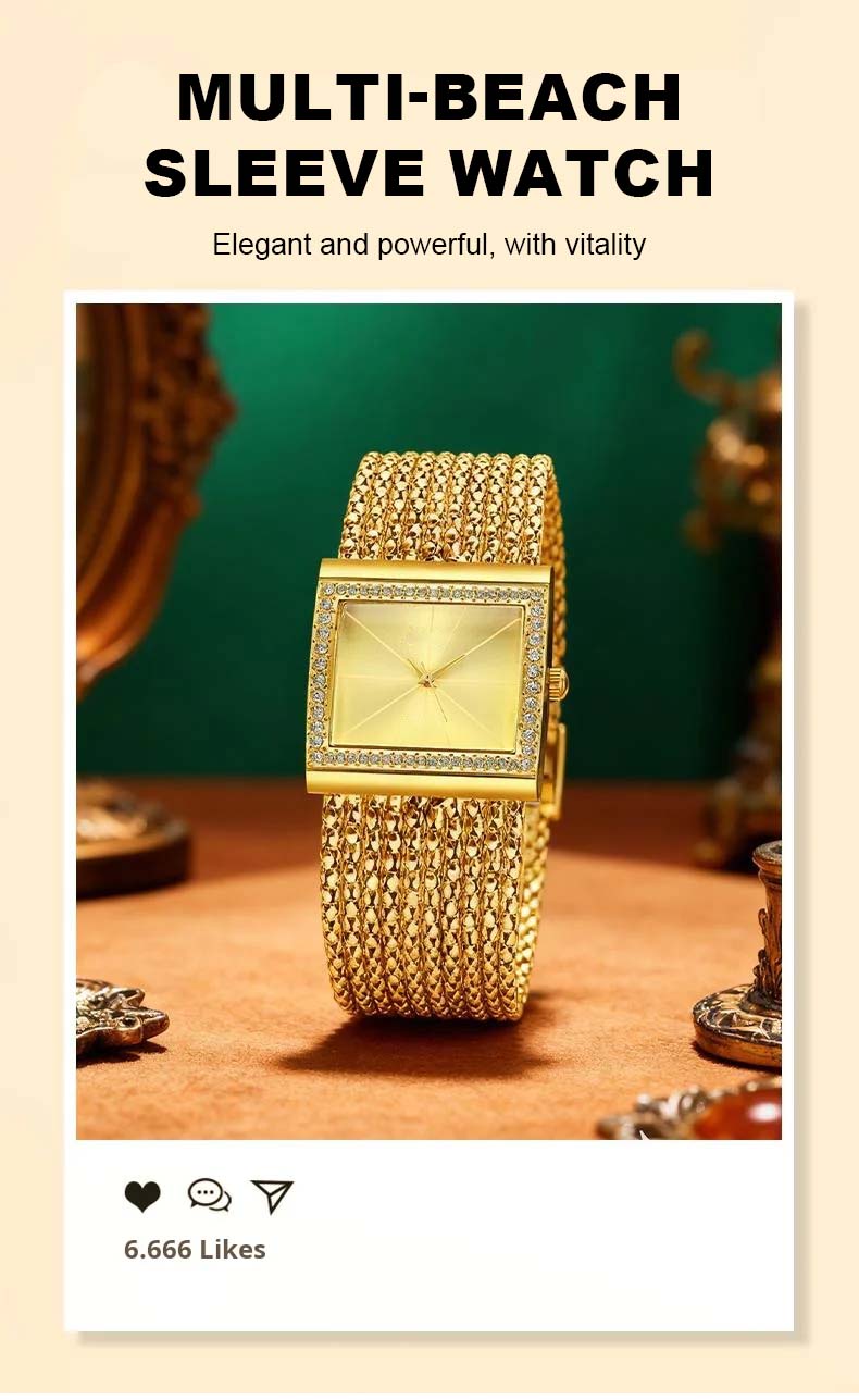 Montre à quartz sertie de diamants pour femme
