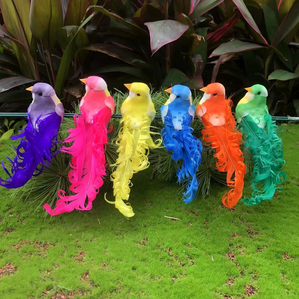 🐦 Oiseaux en plumes artificielles avec pince (12 pièces par paquet)