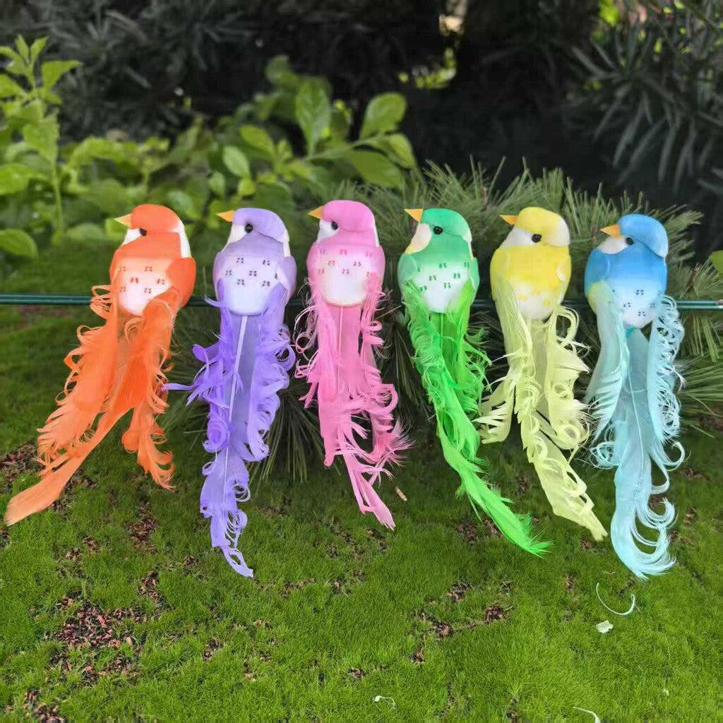 🐦 Oiseaux en plumes artificielles avec pince (12 pièces par paquet)