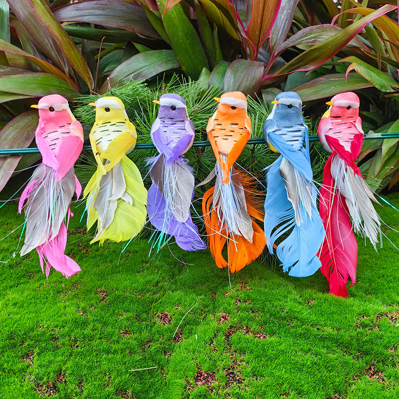 🐦 Oiseaux en plumes artificielles avec pince (12 pièces par paquet)