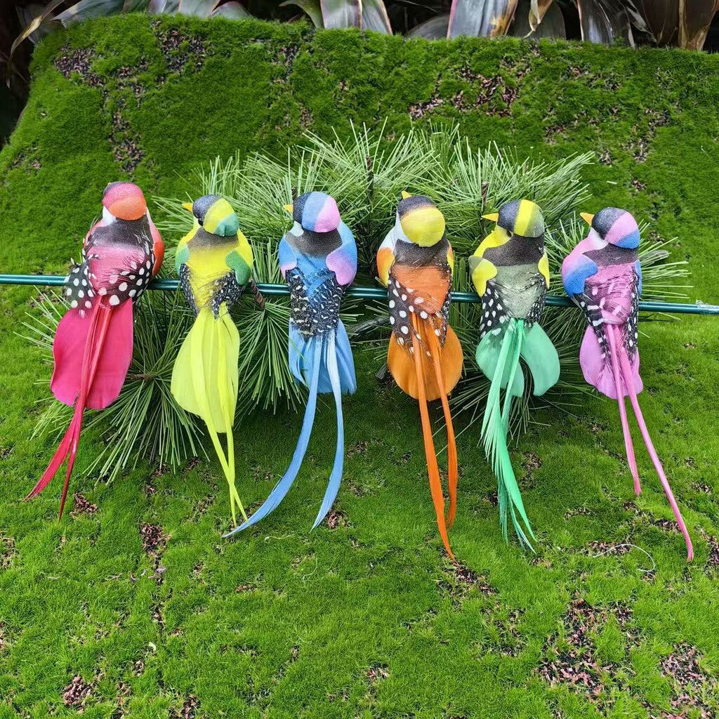 🐦 Oiseaux en plumes artificielles avec pince (12 pièces par paquet)