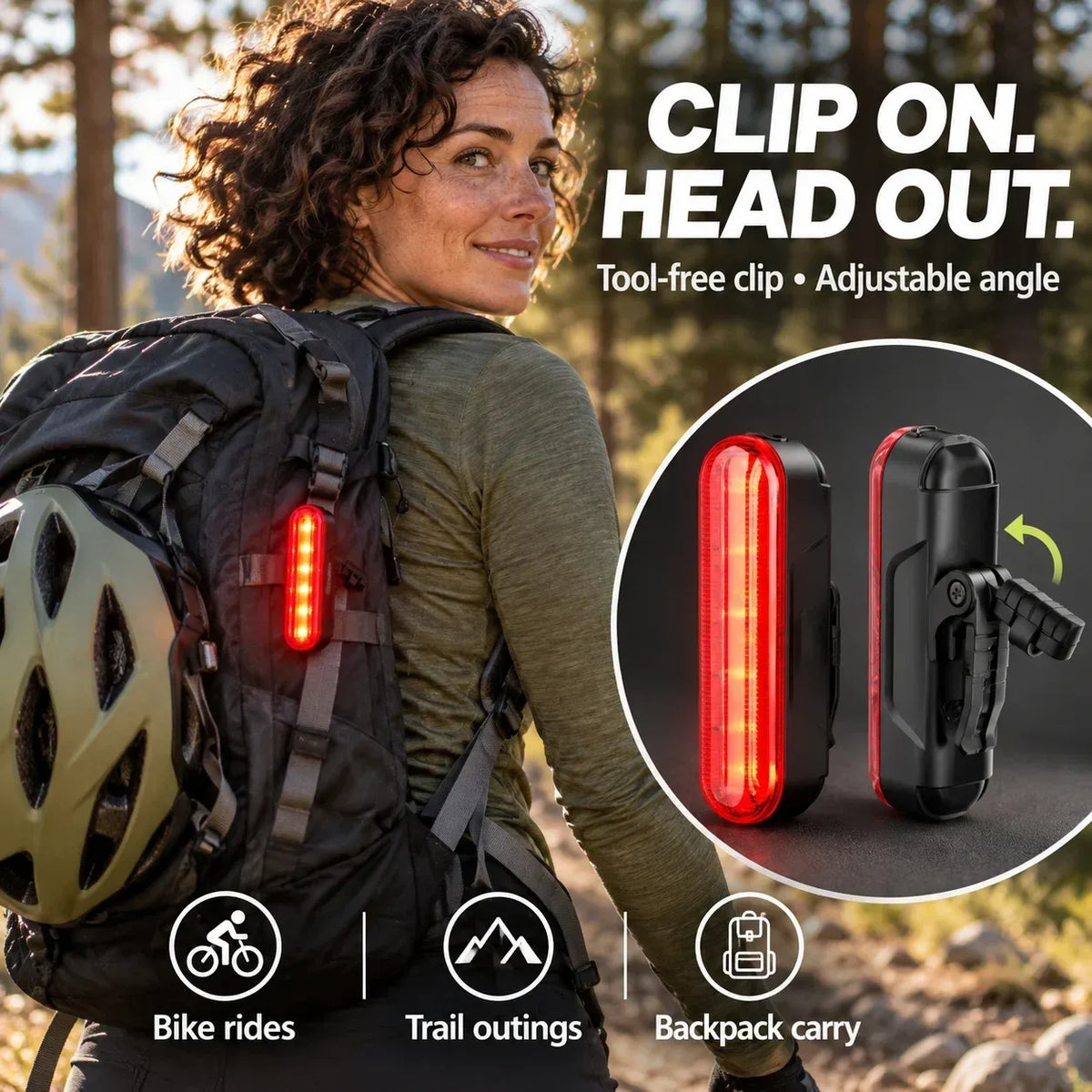 🚨 Feu arrière LED pour vélo avec clignotement activé par le frein | Zone de sécurité laser, autonomie de 22 heures (deux supports de fixation inclus)