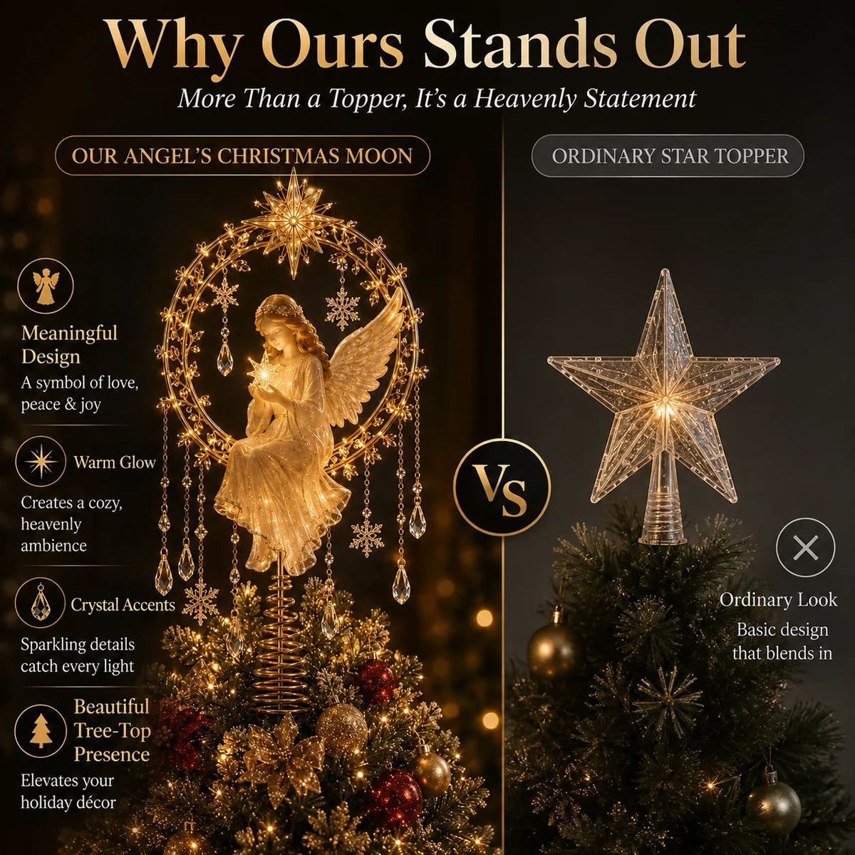 👼 Angel’s Christmas Moon™ – Une lueur céleste pour votre sapin ✨