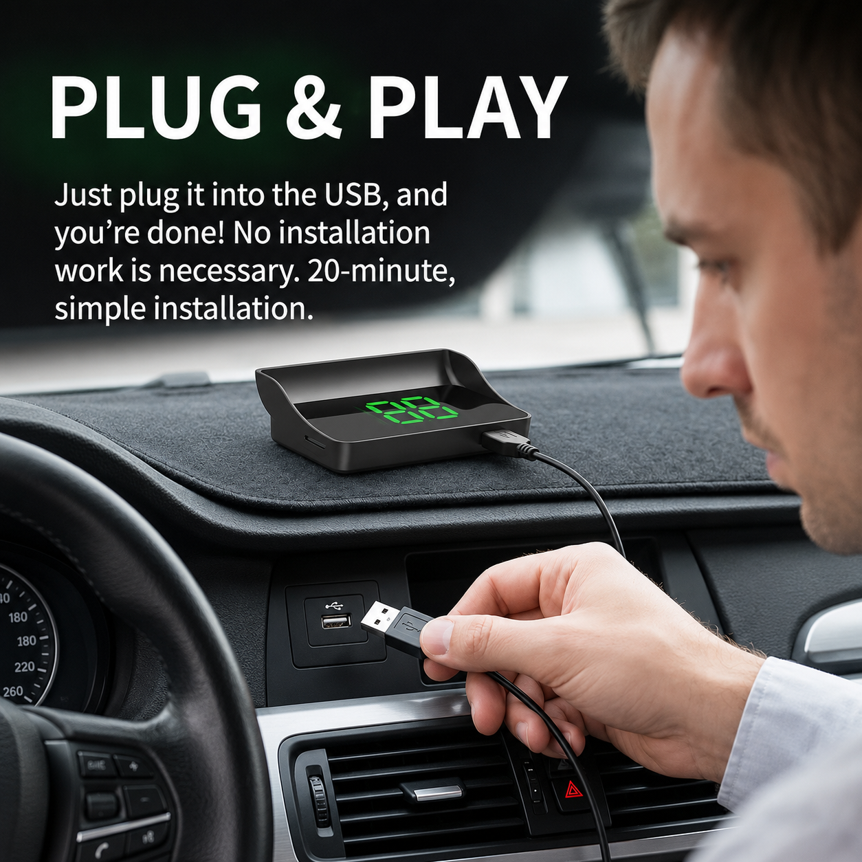 Head-Up Display (HUD) – GPS pour voiture avec compteur de vitesse numérique
