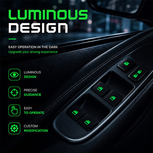 💡Autocollants lumineux pour boutons de lève-vitre de voiture - Autocollants colorés pour boutons d'avertissement qui brillent dans le noir