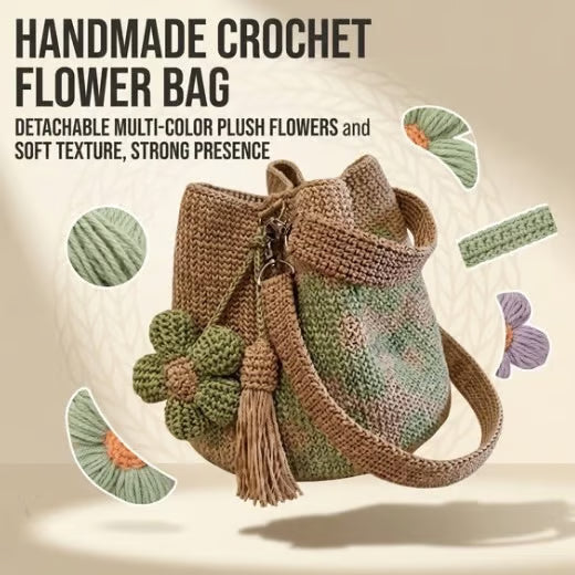 Sac fourre-tout à fleurs au crochet fait main 🌼✨