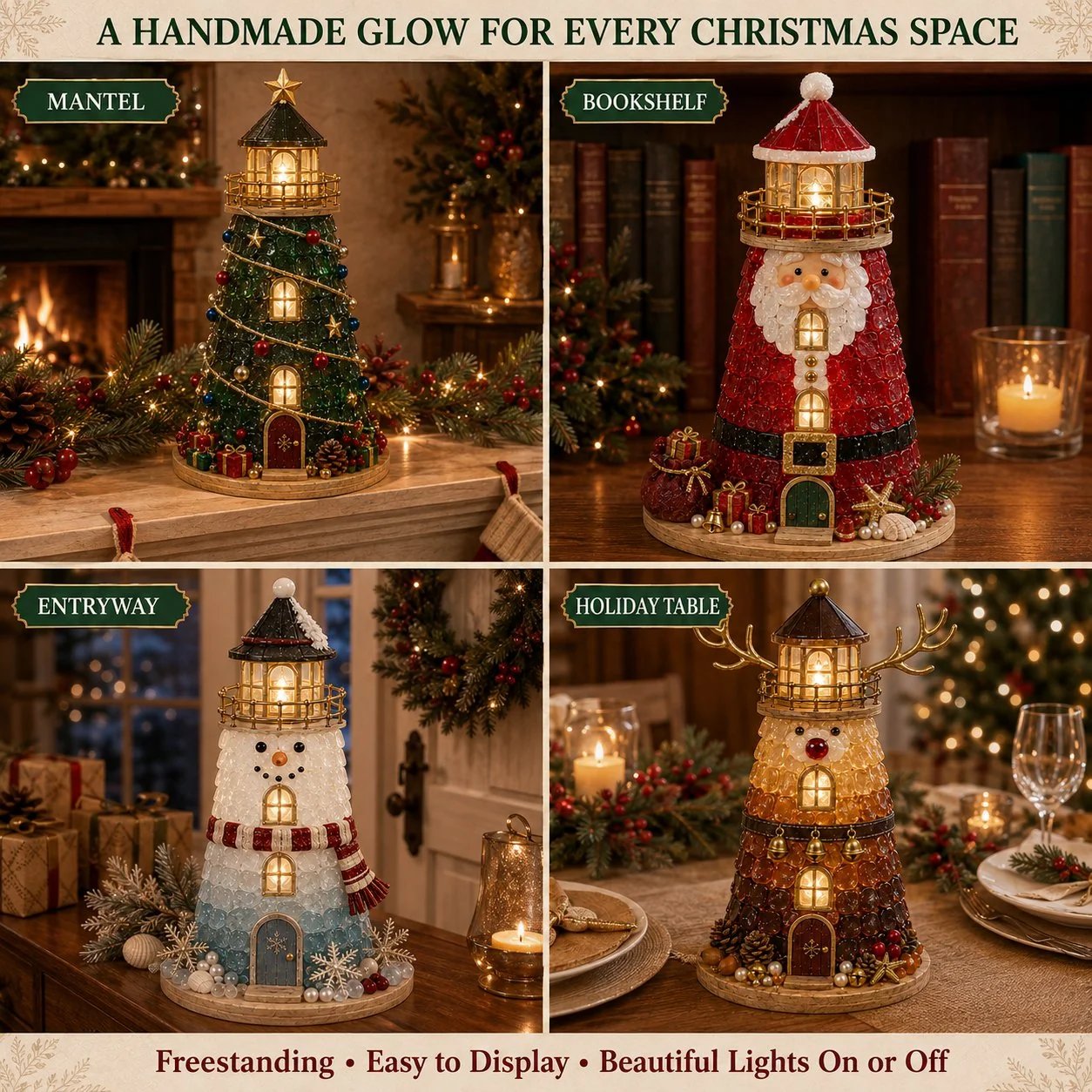 ⏳ Dernier jour : 49 % de réduction – 🎄Collection de kits de phare de Noël illuminés « style verre de mer » à monter soi-même, adaptés aux débutants