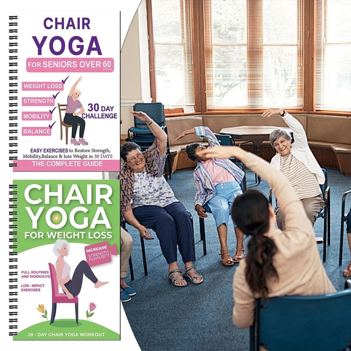 Le guide complet du yoga sur chaise pour les seniors : plus de 40 exercices simples avec une résistance légère pour retrouver force, mobilité et équilibre… et perdre du poids