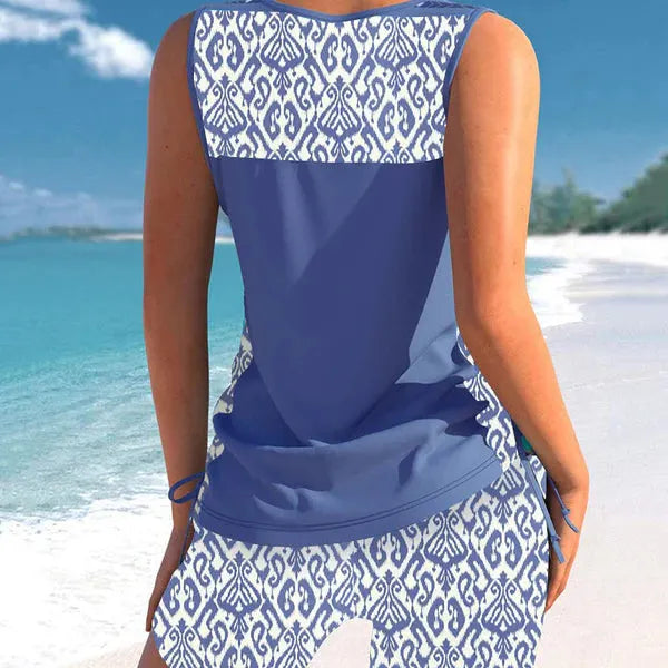 ⏰DERNIER JOUR : 50 % DE RÉDUCTION - Ensemble tankini Miraclesuit pour femme avec soutien-gorge intégré et effet amincissant au niveau du ventre – Maillot de bain bohème flatteur avec short🔥