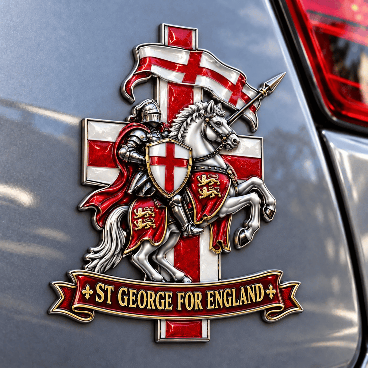 🛡️ Emblème commémoratif en métal pour voiture « St George for England » (Saint Georges pour l'Angleterre) : protection et bénédiction