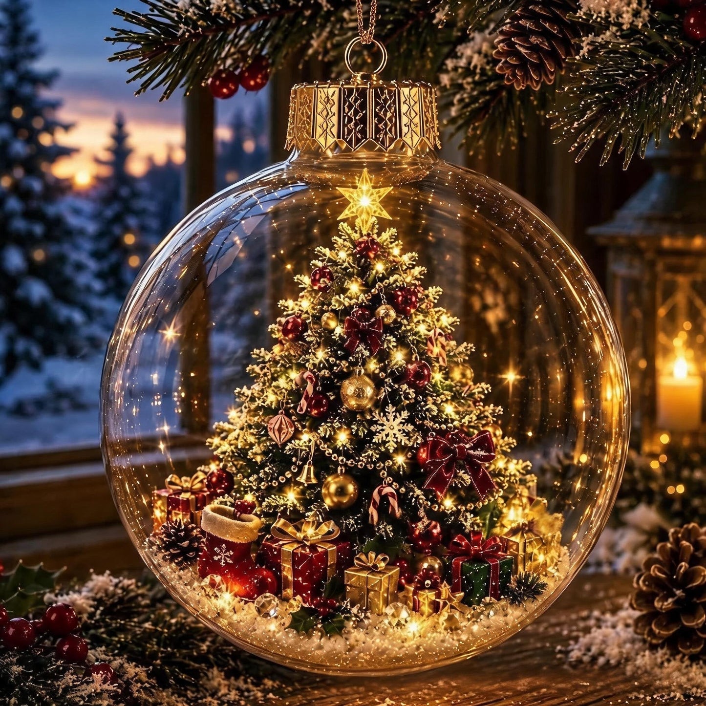 🎄Décoration de Noël lumineuse en forme de diorama – Un petit monde hivernal dans la paume de votre main👼