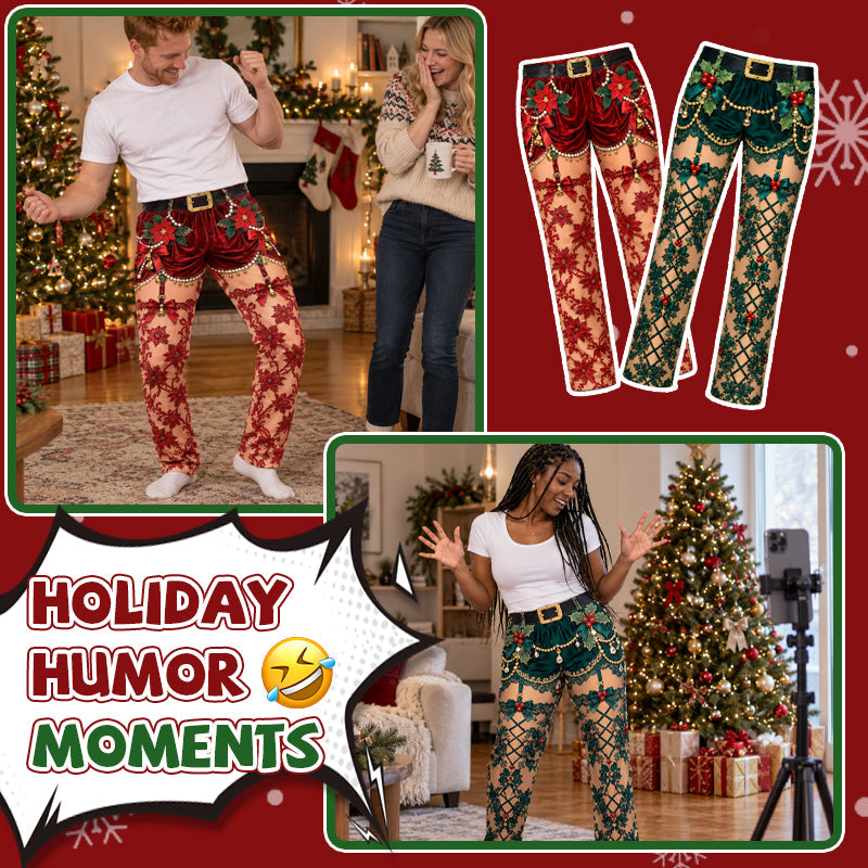 Pantalon de Noël amusant à effet d'illusion d'optique