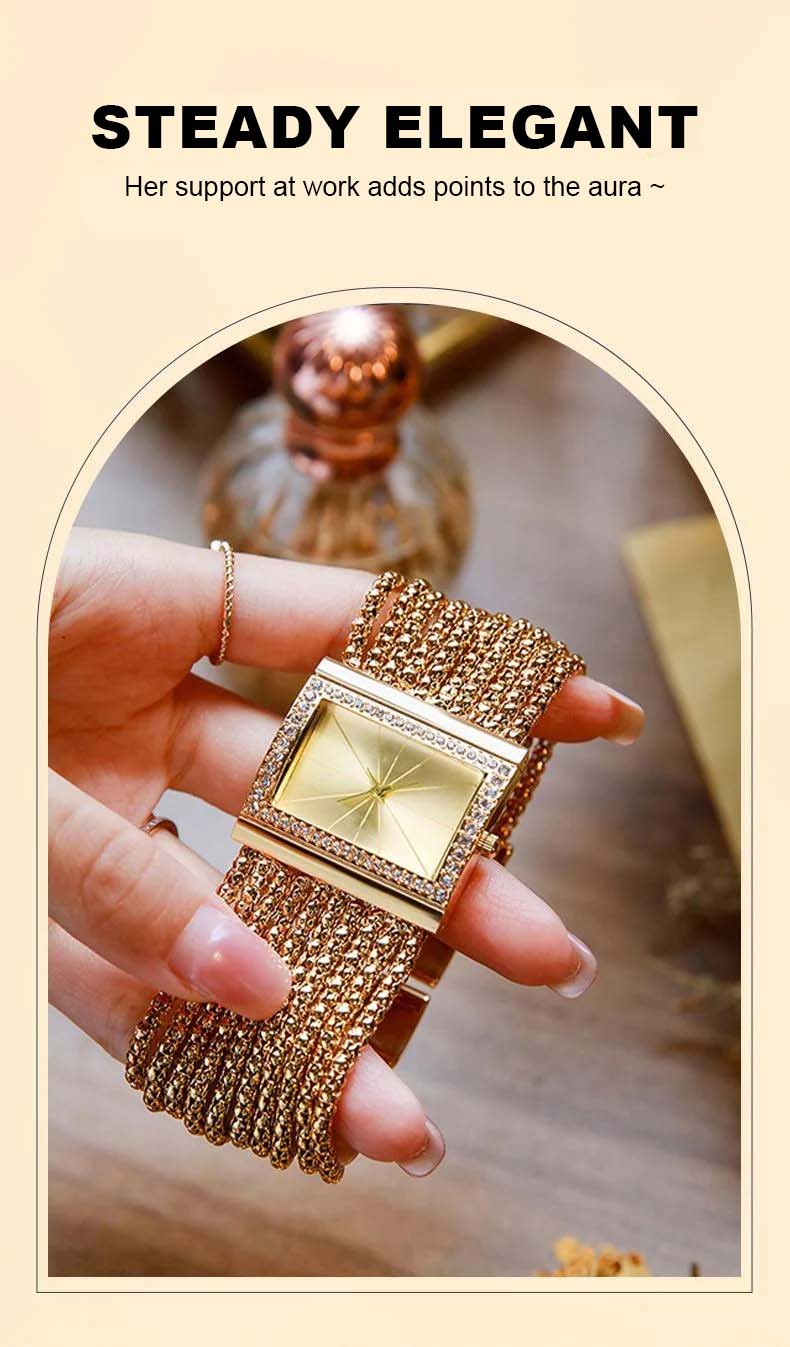 Montre à quartz sertie de diamants pour femme