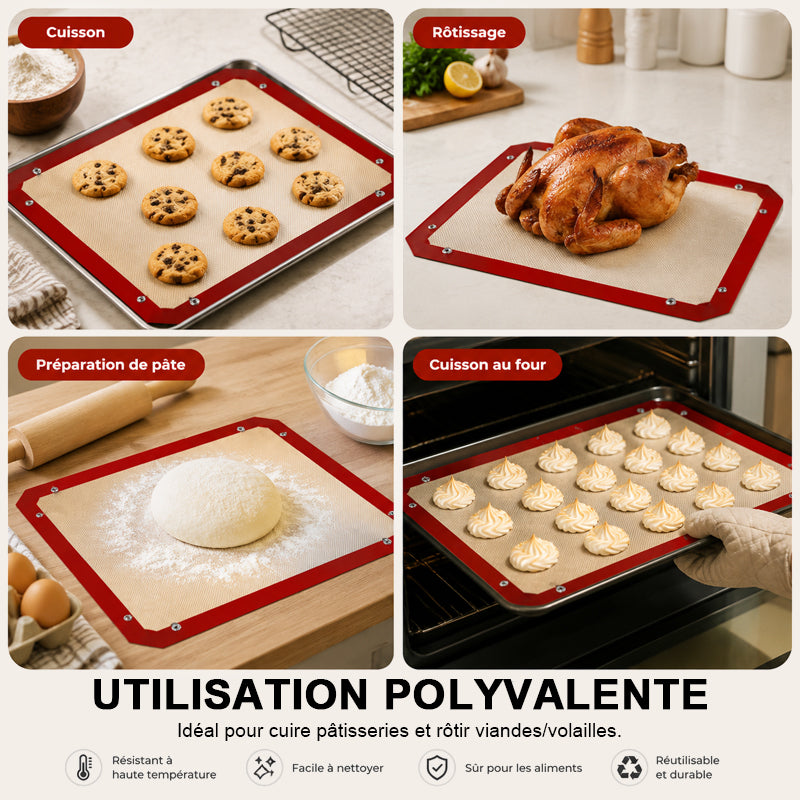🍗 Tapis de cuisson anti-débordement avec boutons-pression
