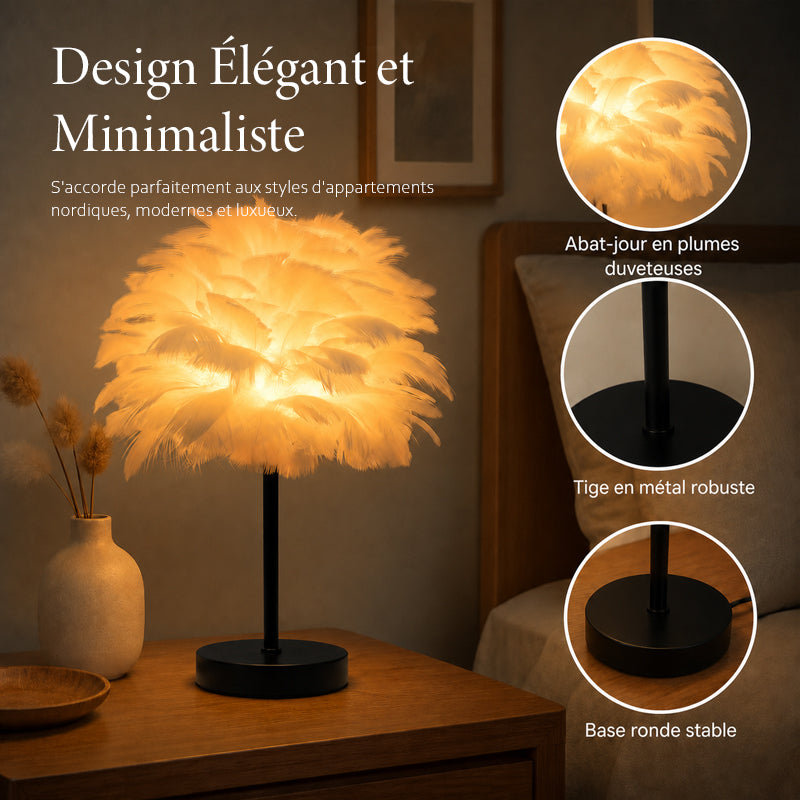 Lampe de Table Plume Décorative Nordique pour Chambre à Coucher