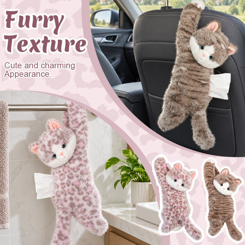 Porte-mouchoirs de voiture en forme de chat en peluche à suspendre