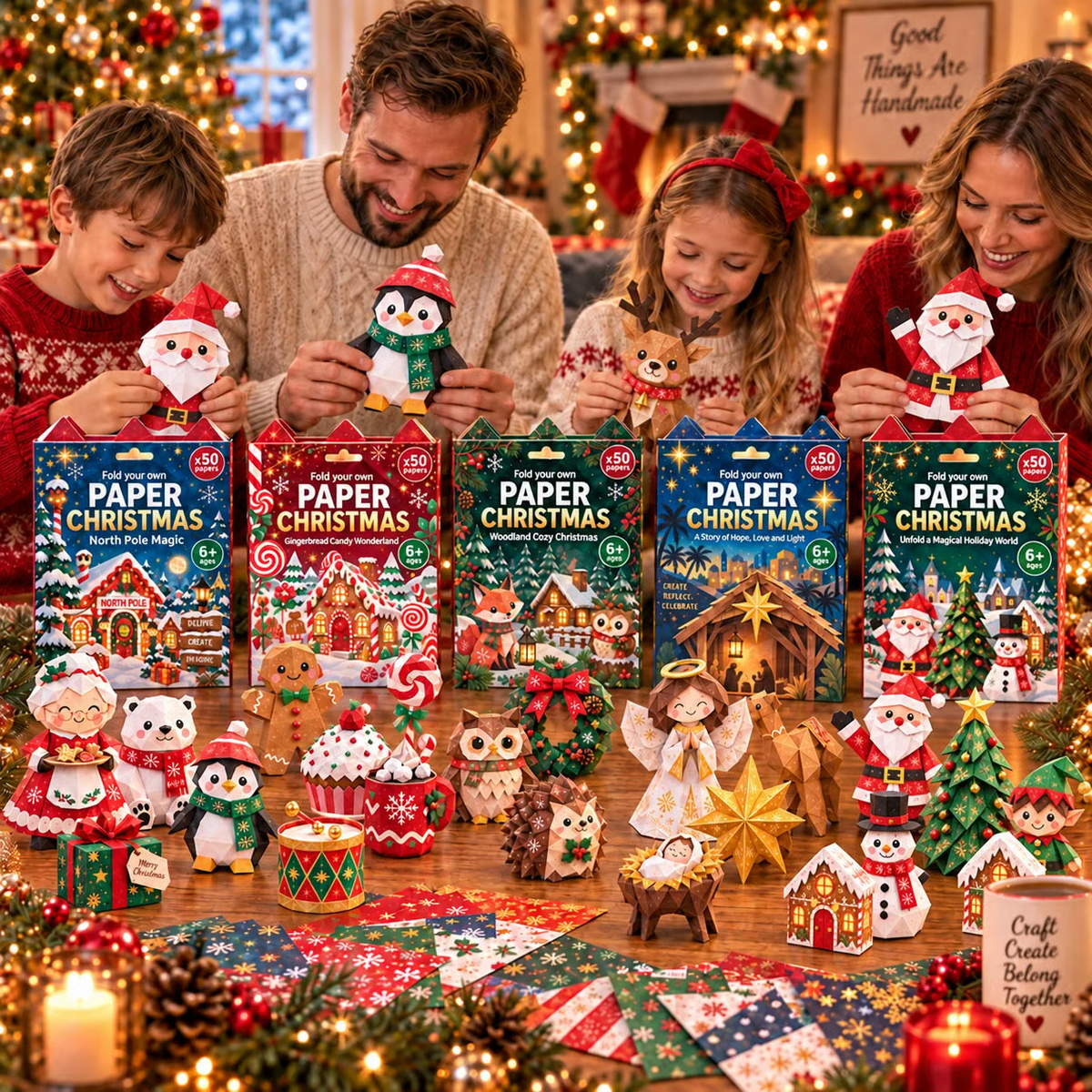 🎄Kit de bricolage de Noël en papier – 250 feuilles, 5 thèmes festifs🌟