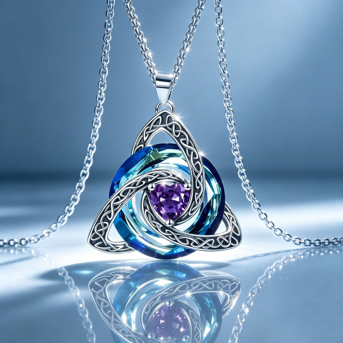 ✨Collier avec pierre de naissance et nœud celtique de la Trinité – Un symbole chargé de sens, représentant l'amour et le lien ❤️