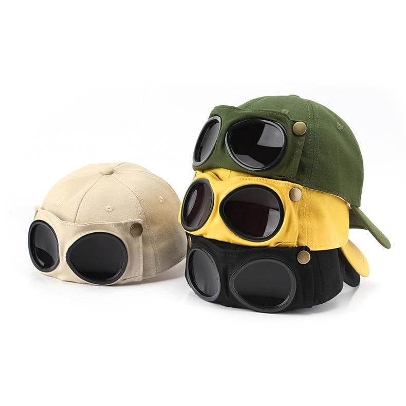 🤣 Casquette de baseball style aviateur — Emplacements originaux pour lunettes de soleil et détails métalliques vintage !🧢✨