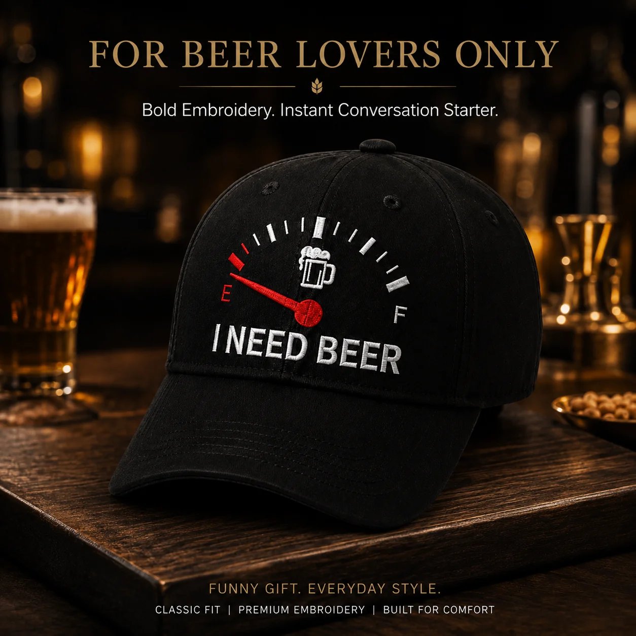 🔥DERNIER JOUR, 50 % DE RÉDUCTION - 🍺 Casquette de baseball brodée « I NEED BEER » – Casquette commémorative unisexe 🧢