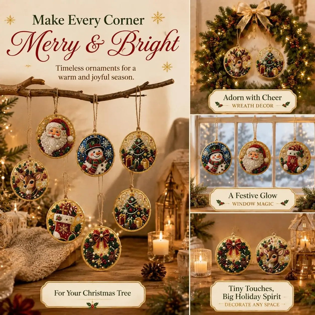 Kit de bricolage de Noël : décorations à réaliser soi-même en peinture diamant – Décorations artisanales à accrocher au sapin de Noël