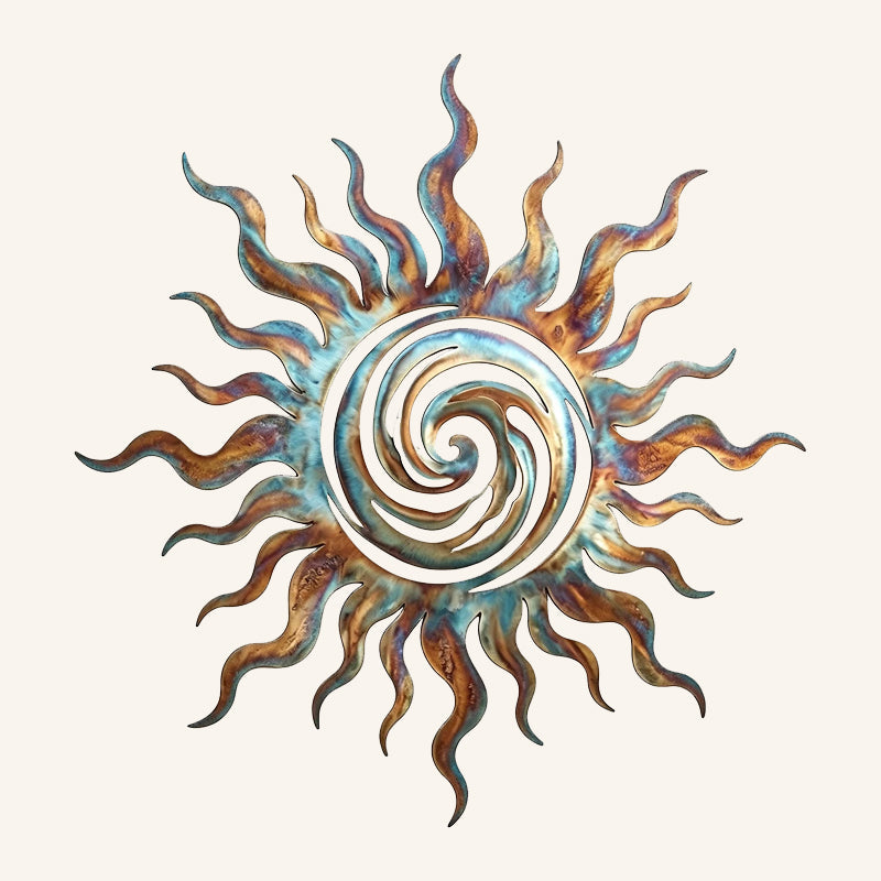 Décoration Murale Soleil En Silhouette Tourbillonnante Pour Intérieur Et Extérieur