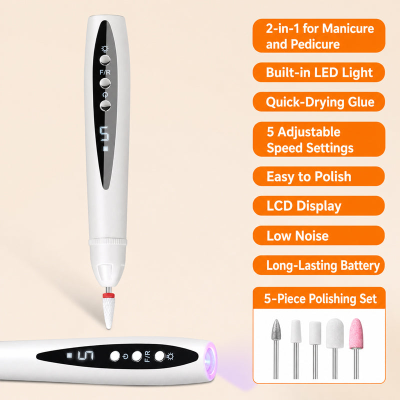 💅 Perceuse à ongles 2-en-1 portable et lampe à gel UV