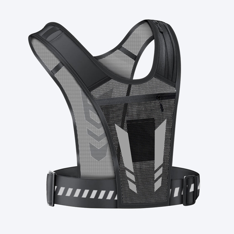 🏃 Gilet de course mains libres — Rangement pour bouteille d'eau et téléphone, et éléments réfléchissants pour plus de sécurité